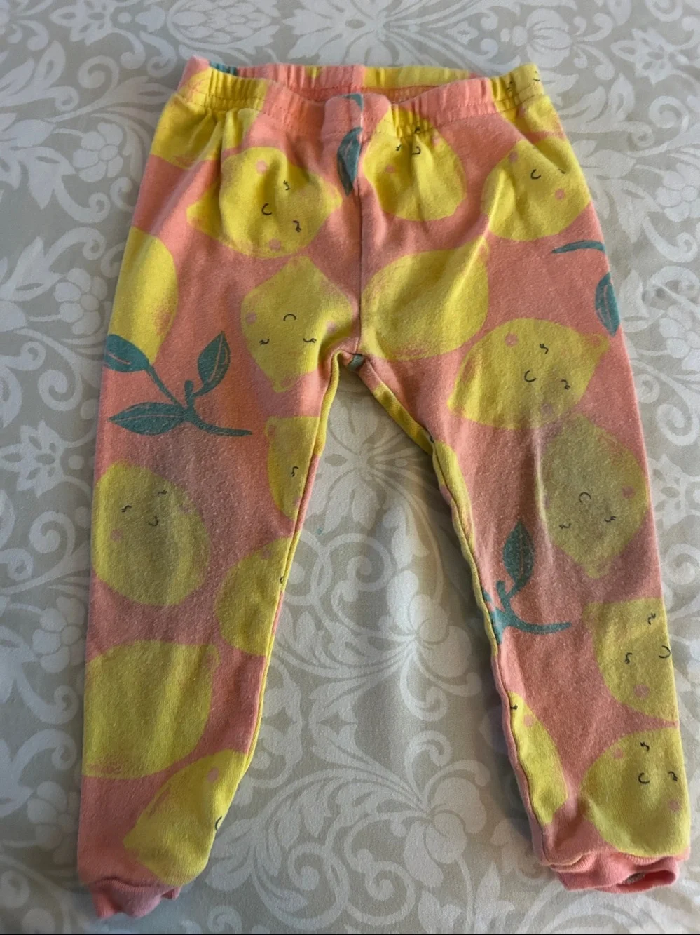 Carter's Pink and Yellow Lemon Print Two-Piece Pajama Set